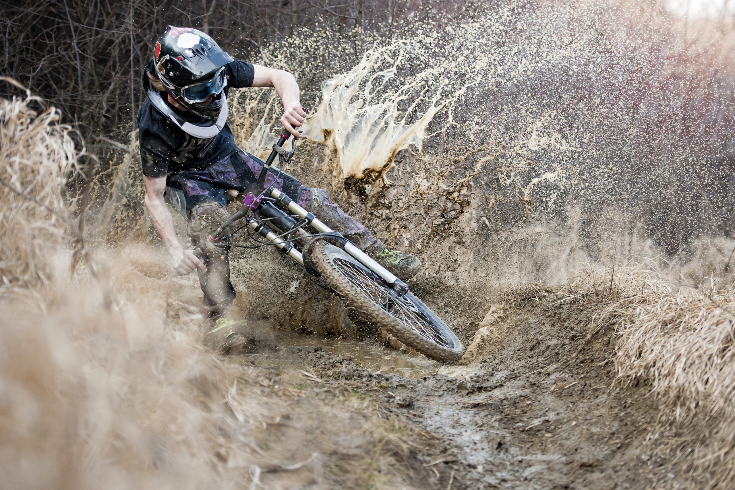 Mountainbiker,Rides,On,Path,In,Mud